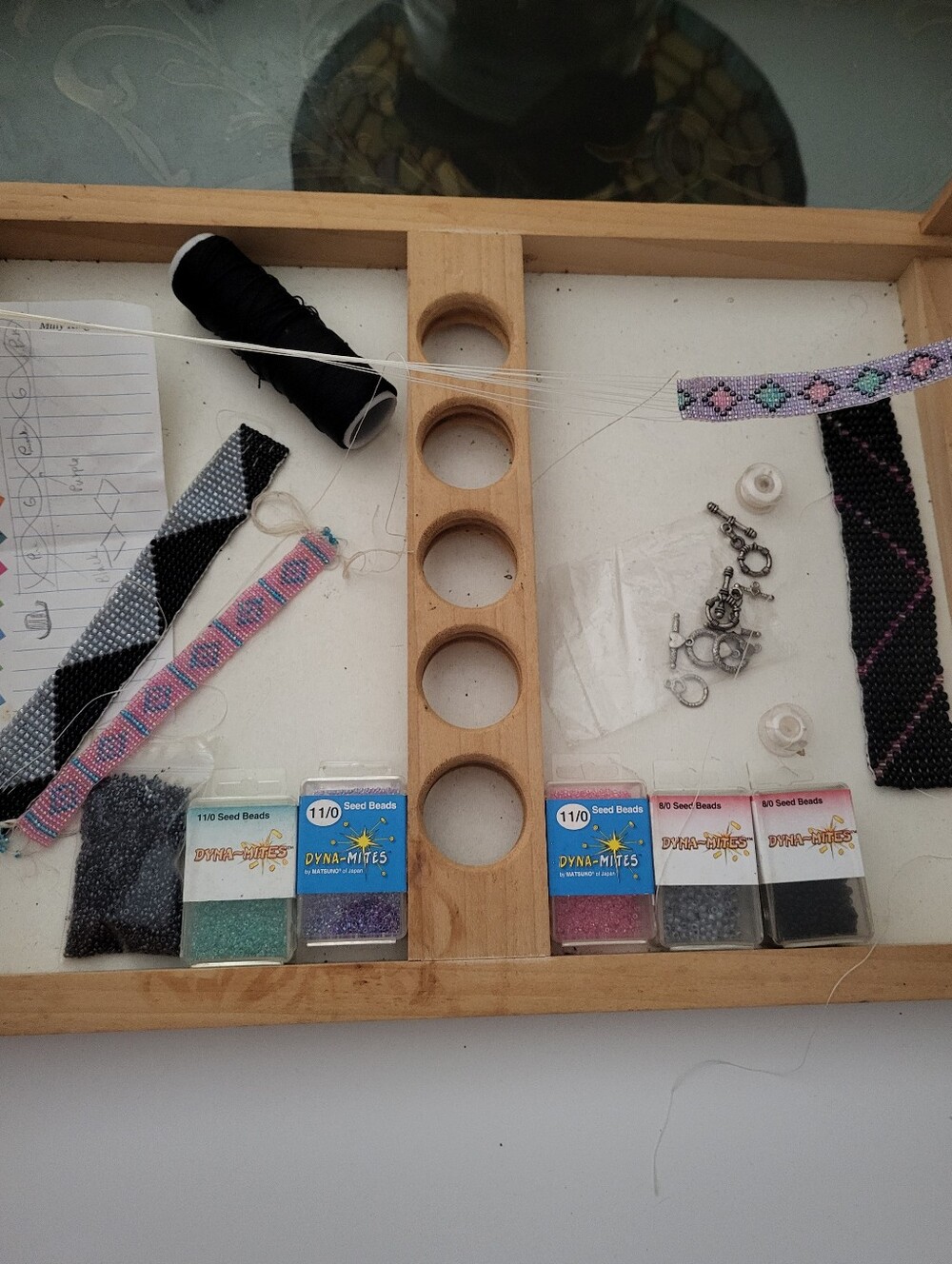 Beading Loom With Beads & String 13" X 19" Wooden